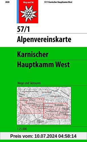 Karnischer Hauptkamm West: Wege und Ski (Alpenvereinskarten)