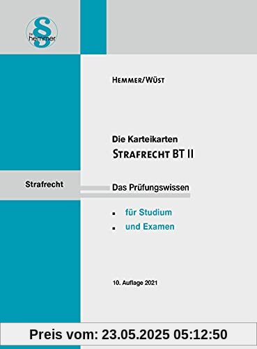 Karteikarte Strafrecht BT II: Neues Lernen mit der Hemmer-Methode (Karteikarten - Strafrecht)