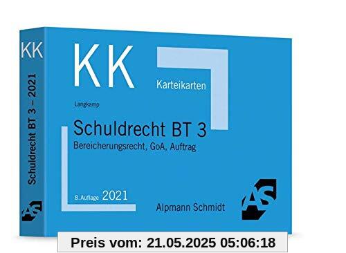 Karteikarten Schuldrecht BT 3: Bereicherungsrecht, GoA, Auftrag