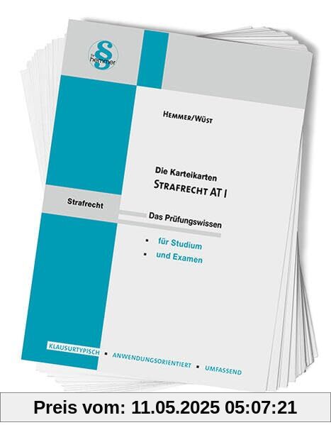 Karteikarten Strafrecht AT I: Das Prüfungswissen für Studium und Examen