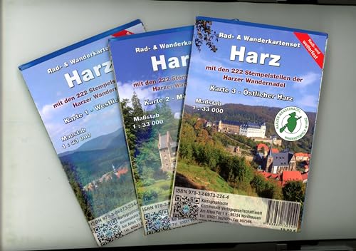Kartenset Harz: 3-teiliges wetterfestes Kartenset vom gesamten Harz von KKV