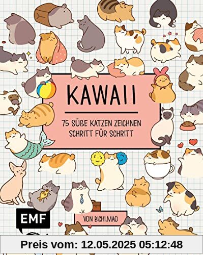 Kawaii: 75 süße Katzen zeichnen – Mit Schritt-Anleitungen: Von Bichi.Mao
