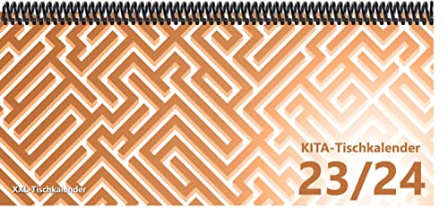 KiTa - Tischkalender 2023/24: XXL-Tischkalender, Bunt-Kalender Labyrinth braun 14,5 x 32,5 cm, quer, Juli 2023 - September 2024