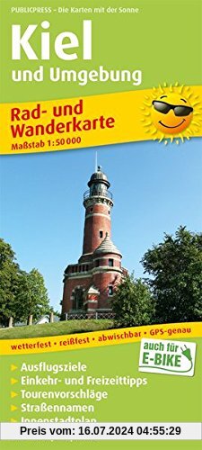 Kiel und Umgebung: Rad- und Wanderkarte mit Ausflugszielen, Einkehr- & Freizeittipps, wetterfest, reissfest, abwischbar, GPS-genau. 1:50000 (Rad- und Wanderkarte / RuWK)