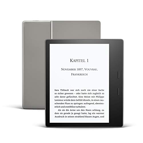 Kindle Oasis, Leselicht mit verstellbarer Farbtemperatur, wasserfest, 32 GB, WLAN, Grafit, Zertifiziert und generalüberholt von Amazon