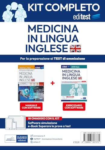 Kit completo EdiTEST Medicina in lingua inglese. Con e-book: Superare la prova a test. Con software di simulazione (EdiTest Ammissioni universitarie) von Editest