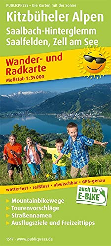 Kitzbüheler Alpen, Saalbach-Hinterglemm, Saalfelden - Zell am See: Wander- und Radkarte mit Ausflugszielen & Freizeittipps, wetterfest, reißfest, ... 1:35000 (Wander- und Radkarte: WuRK)