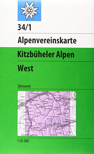Kitzbüheler Alpen, West: Topographische Karte 1:50.000 mit Skirouten (Alpenvereinskarten)