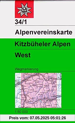 Kitzbüheler Alpen, West: Wegmarkierungen - Topographische Karte 1:50000 (Alpenvereinskarten)