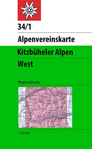 Kitzbüheler Alpen, West: Topographische Karte 1:50.000 mit Wegmarkierungen (Alpenvereinskarten)