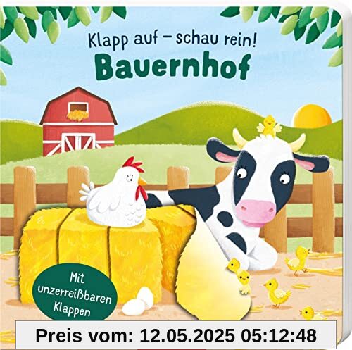 Klapp auf – schau rein: Bauernhof: Mit unzerreißbaren Klappen | Erster Entdeckerspaß für Kinder ab 12 Monaten