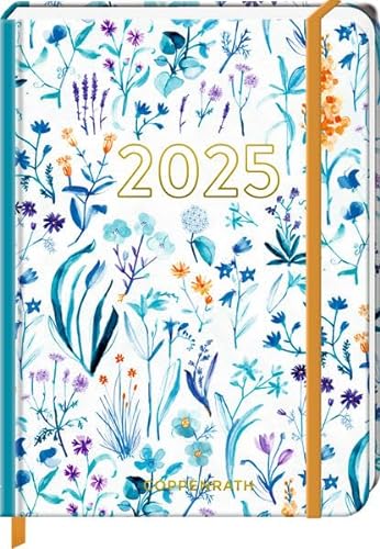 Kleiner Wochenkalender: Mein Jahr 2025 - Blumen weiß (All about blue): Taschenkalender mit Wochenplaner und Eintragmöglichkeiten, mit Gummiverschluss und Leseband von Coppenrath Verlag GmbH & Co. KG