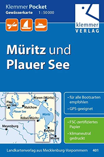 Klemmer Pocket Gewässerkarte Müritz und Plauer See: Maßstab 1:50.000, GPS-geeignet, Erlebnis-Tipps auf der Rückseite von Klemmer Verlag