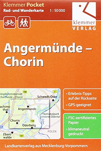Klemmer Pocket Rad- und Wanderkarte Angermünde – Chorin: GPS geeignet, Erlebnis-Tipps auf der Rückseite, 1:50000 Klemmer Pocket Rad- und Wanderkarte Angermünde – Chorin: GPS geeignet, Erlebnis-Tipps auf der Rückseite, 1:50000