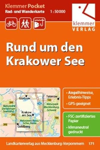 Klemmer Pocket Rad- und Wanderkarte Rund um den Krakower See: GPS geeignet, Erlebnis-Tipps auf der Rückseite, 1:50000 Klemmer Pocket Rad- und Wanderkarte Rund um den Krakower See: GPS geeignet, Erlebnis-Tipps auf der Rückseite, 1:50000