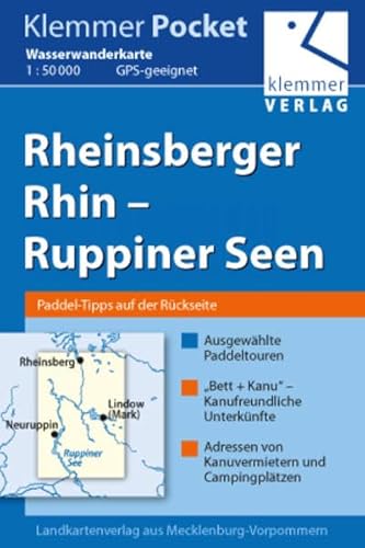 Klemmer Pocket Wasserwanderkarte Rheinsberger Rhin – Ruppiner Seen: GPS geeignet, Paddel-Tipps auf der Rückseite, 1:50000