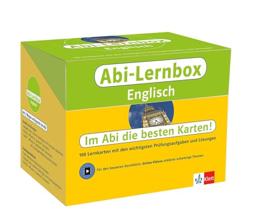 Klett Abi-Lernbox Englisch: 100 Lernkarten mit den wichtigsten Prüfungsaufgaben und Lösungen