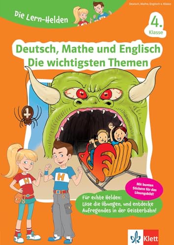 Klett Die Lern-Helden Deutsch, Mathe und Englisch 4. Klasse: Die wichtigsten Themen in der Grundschule mit Stickern