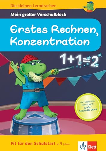 Klett Fit für den Schulstart: Mein großer Vorschulblock Erstes Rechnen, Konzentration für die Vorschule ab 5 Jahren (Die kleinen Lerndrachen)