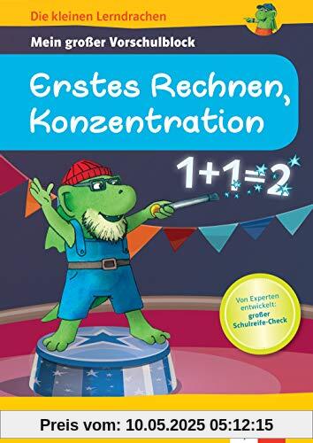 Klett Die kleinen Lerndrachen: Fit für den Schulstart: Mein großer Vorschulblock Erstes Rechnen, Konzentration: Vorschule ab 5 Jahren