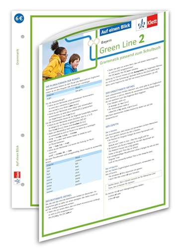 Klett Green Line 2 Bayern Klasse 6 - Auf einen Blick: Grammatik passend zum Schulbuch: Grammatik passend zum Schulbuch - Klappkarte (6 Seiten) von Klett Lerntraining