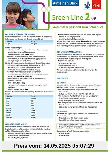 Klett Green Line 2 G9 Klasse 6 - Auf einen Blick: Grammatik passend zum Schulbuch