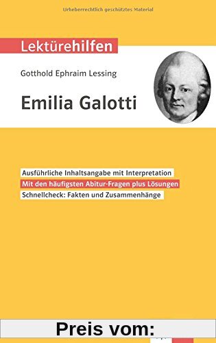 Klett Lektürehilfen Lessing, Emilia Galotti: Interpretationshilfe für Oberstufe und Abitur