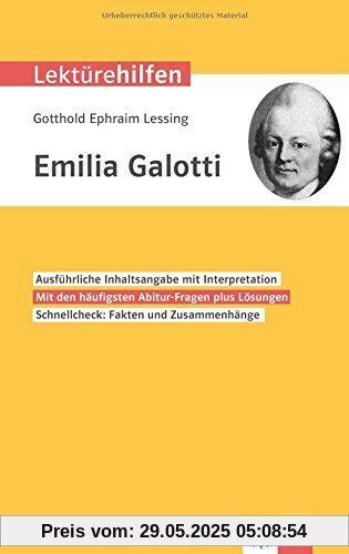 Klett Lektürehilfen Lessing, Emilia Galotti: Interpretationshilfe für Oberstufe und Abitur