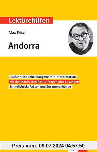 Klett Lektürehilfen Max Frisch, Andorra: Interpretationshilfe für Oberstufe und Abitur