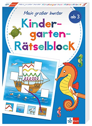Klett Mein großer bunter Kindergarten-Rätselblock: ab 3 Jahren, Erste Zahlen, Buchstaben, Konzentration von Klett Lerntraining