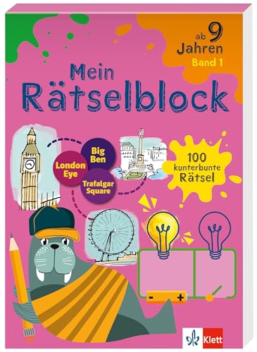 Klett Rätselblock ab 9 Jahre Band 1: 100 kunterbunte Rätsel und Kinderbeschäftigung für Reisen und zu Hause
