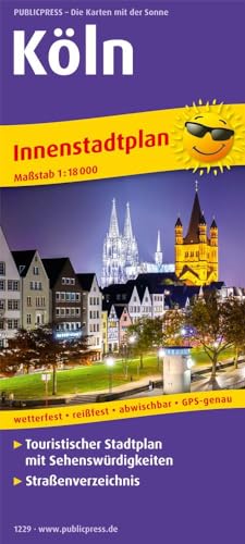 Köln: Touristischer Innenstadtplan mit Sehenswürdigkeiten und Straßenverzeichnis. 1:18000 (Stadtplan: SP)
