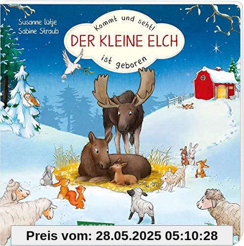 Kommt und seht! Der kleine Elch ist geboren: Liebenswerte Tiergeschichte in Reimen zur Winter- und Weihnachtszeit als Pappbilderbuch ab 2