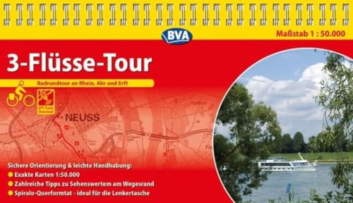 Kompakt-Spiralo BVA 3-Flüsse-Tour Radrundtour an Rhein, Ahr und Erft Radwanderkarte 1:50.000 (Spiralos) von BVA Bielefelder Verlag