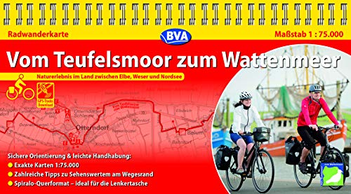 Kompakt-Spiralo BVA Vom Teufelsmoor zum Wattenmeer Naturerlebnis im Land zwischen Elbe, Weser und Nordsee Radwanderkarte 1:75.000 (Spiralos) von BVA Bielefelder Verlag