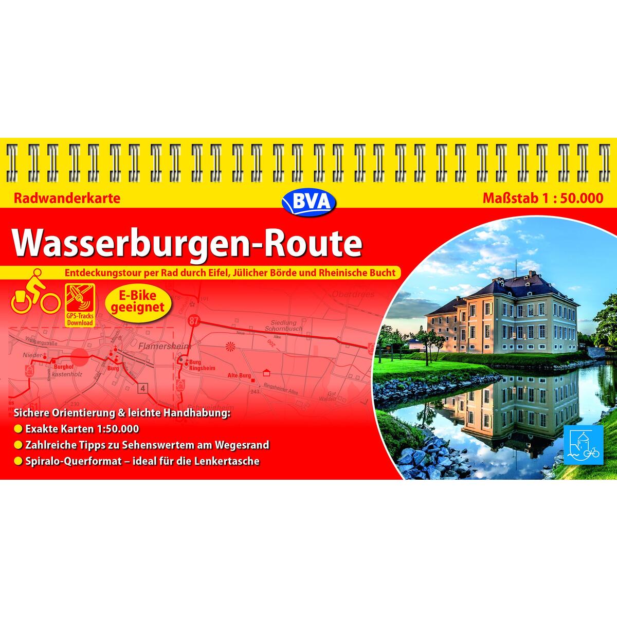 Kompakt-Spiralo BVA Wasserburgenroute, 1:50.000, mit GPS-Track Download von BVA Bielefelder Verlag