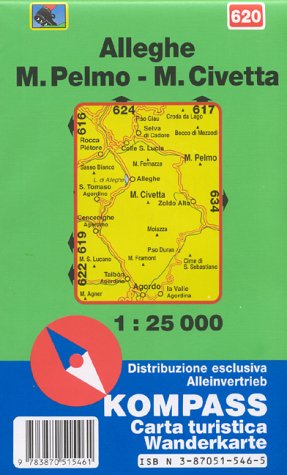 Kompass Karten, Alleghe, Monte Pelmo, Monte Civetta: Mit Kurzführer. Dt. /Ital. 1:25000 (KOMPASS Wanderkarte) von KOMPASS-Karten, Innsbruck