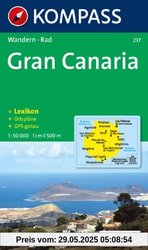 Kompass Karten, Gran Canaria: Wanderkarte mit Kurzführer, Stadtplänen und Radwegen. GPS genau (Aqua3 Kompass)