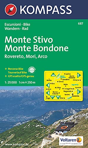 Kompass Karten, M. Stivo, M. Bondone, Rovereto, Mori, Arco: markierte Wanderwege, Hütten, Radrouten (KOMPASS Wanderkarte, Band 687)