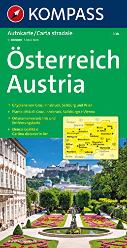 Kompass Karten, Österreich: mit Ortsverzeichnis (KOMPASS Autokarte, Band 308)