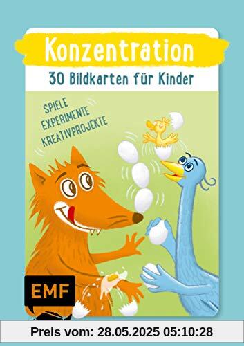 Konzentration – 30 Bildkarten für Kinder im Kindergarten- und Vorschulalter: Nie wieder Langeweile! Spiele, Experimente und kleine Kreativprojekte für Zwischendurch