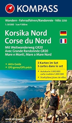 Korsika Nord - Corse du Nord - Weitwanderweg GR20: Wanderkarten-Set mit Aktiv Guide. GPS-genau. 1:50000 (KOMPASS Wanderkarte, Band 2250)