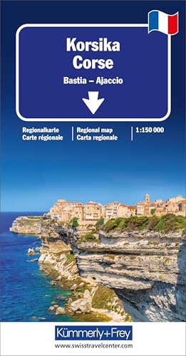 Kümmerly+Frey Regional-Strassenkarte Korsika 1:150.000: Mit Bastia und Ajaccio. Inkl. Stadtplan, Ortsverzeichnis und Reiseinformationen