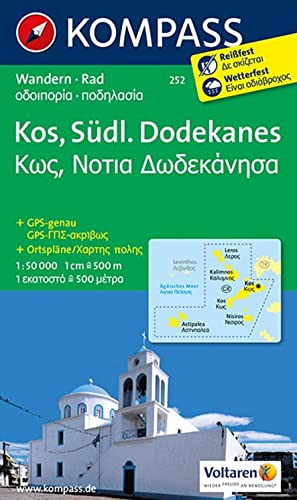 KOMPASS Wanderkarte 252 Kos - Südlicher Dodekanes 1:50.000: markierte Wanderwege, Hütten, Radrouten