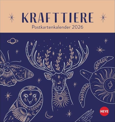 Krafttiere Postkartenkalender 2026: Der spirituelle Begleiter mit aufmunternden Botschaften für alle, die im Alltag Motivation wünschen. Kalender zum ... Maßen 16 x 17 cm (Postkartenkalender Heye) von Heye