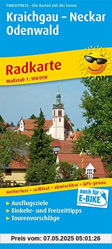 Kraichgau - Neckar - Odenwald: Radkarte mit Ausflugszielen, Einkehr- & Freizeittipps, wetterfest, reissfest, abwischbar, GPS-genau. 1:100000 (Radkarte / RK)