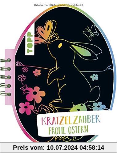 Kratzelzauber Ostern (Kratzelbuch in Ostereiform): Formgestanztes Kratzelbuch in Eierform. Mit Holz-Kratzstift, 20 Kratzelseiten, 20 Malanregungen und 40 Skizzenseiten.
