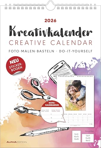 Kreativ-Kalender A4 Notiz 2026 mit Platz für Notizen - weiß - 21 x 29,7 - Do it yourself calendar A4 - datiert - Foto-Kalender - Alpha Edition Kreativ-Kalender A4 Notiz 2026 mit Platz für Notizen - weiß - 21 x 29,7 - Do it yourself calendar A4 - datiert - Foto-Kalender - Alpha Edition von ALPHA EDITION