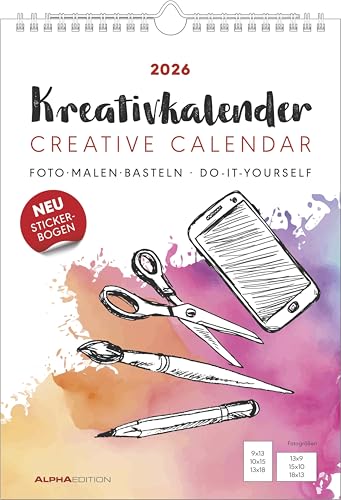 Kreativ-Kalender A4 weiß 2026 - 21 x 29,7 - Foto, Malen, Basteln - datiert - Kreativkalender - Foto-Kalender - Alpha Edition: Do it yourself calendar von ALPHA EDITION