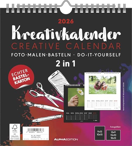 Kreativ-Kalender M - 2 in 1: schwarz und weiss 2026 - 21x22 cm - Foto, Malen, Basteln - datiert - Kreativkalender - Foto-Kalender - Alpha Edition: Do it yourself calendar Kreativ-Kalender M - 2 in 1: schwarz und weiss 2026 - 21x22 cm - Foto, Malen, Basteln - datiert - Kreativkalender - Foto-Kalender - Alpha Edition: Do it yourself calendar von ALPHA EDITION